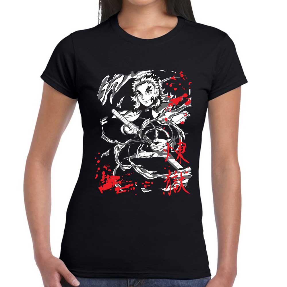 Playera Rengoku Sangre Demon Slayer Algodón Premium #124