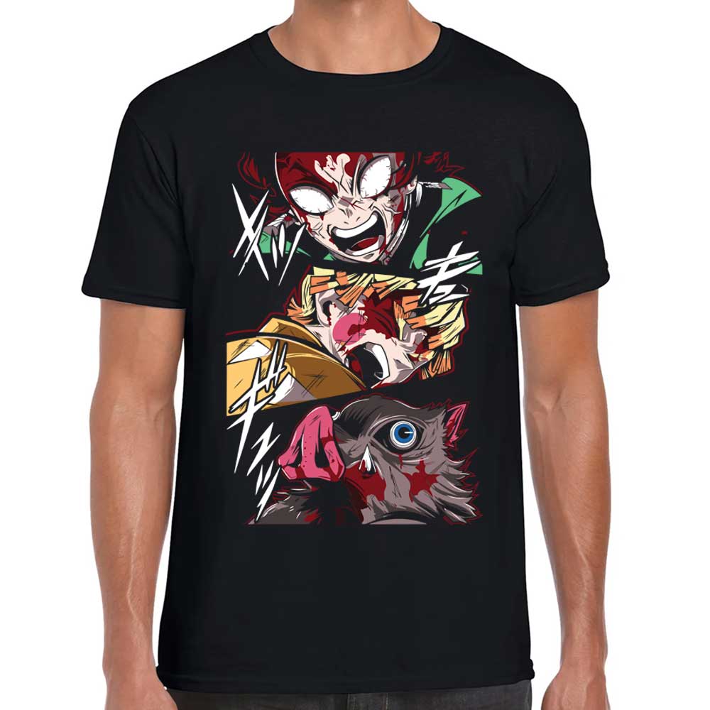 Playera Tanjiro Kamado Demon Slayer Negro Algodón Premium #160
