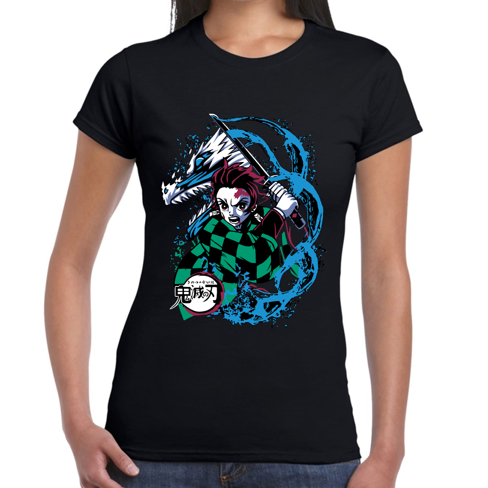 Playera Tanjiro Postura Agua Demon Slayer Algodón Premium #183