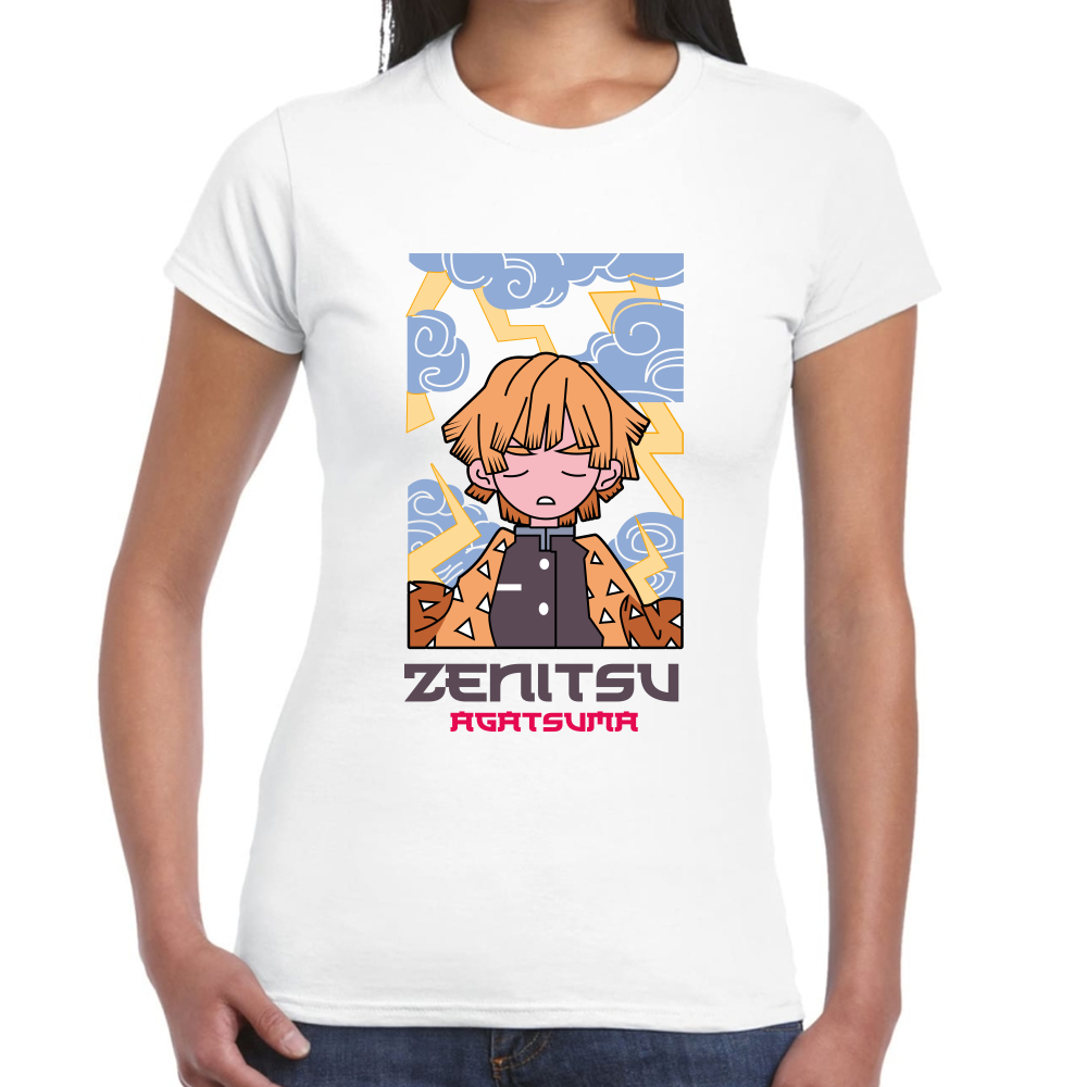Playera Zenitsu Agatsuma Demon Slayer Blanco Premium #263 Imagen secundaria del producto