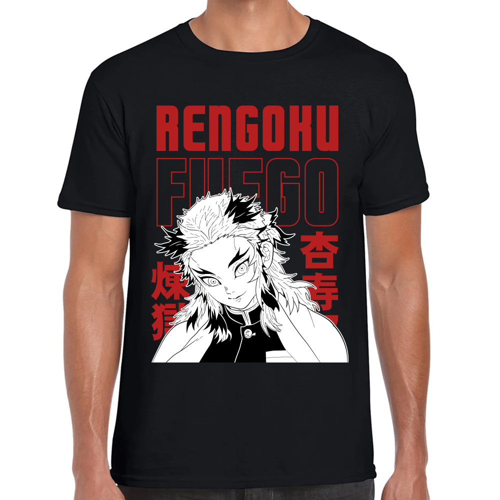 Playera Rengoku Fuego Demon Slayer Algodón Premium #275