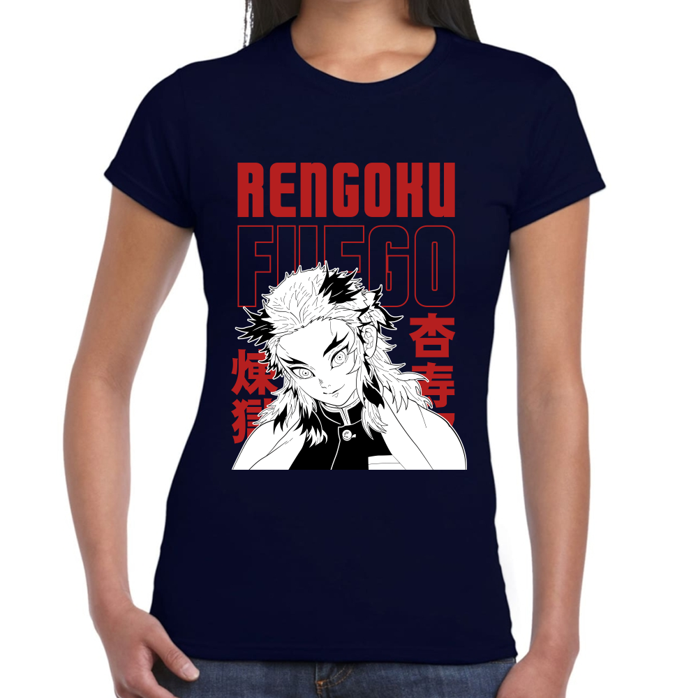 Playera Rengoku Fuego Demon Slayer Algodón Premium #275