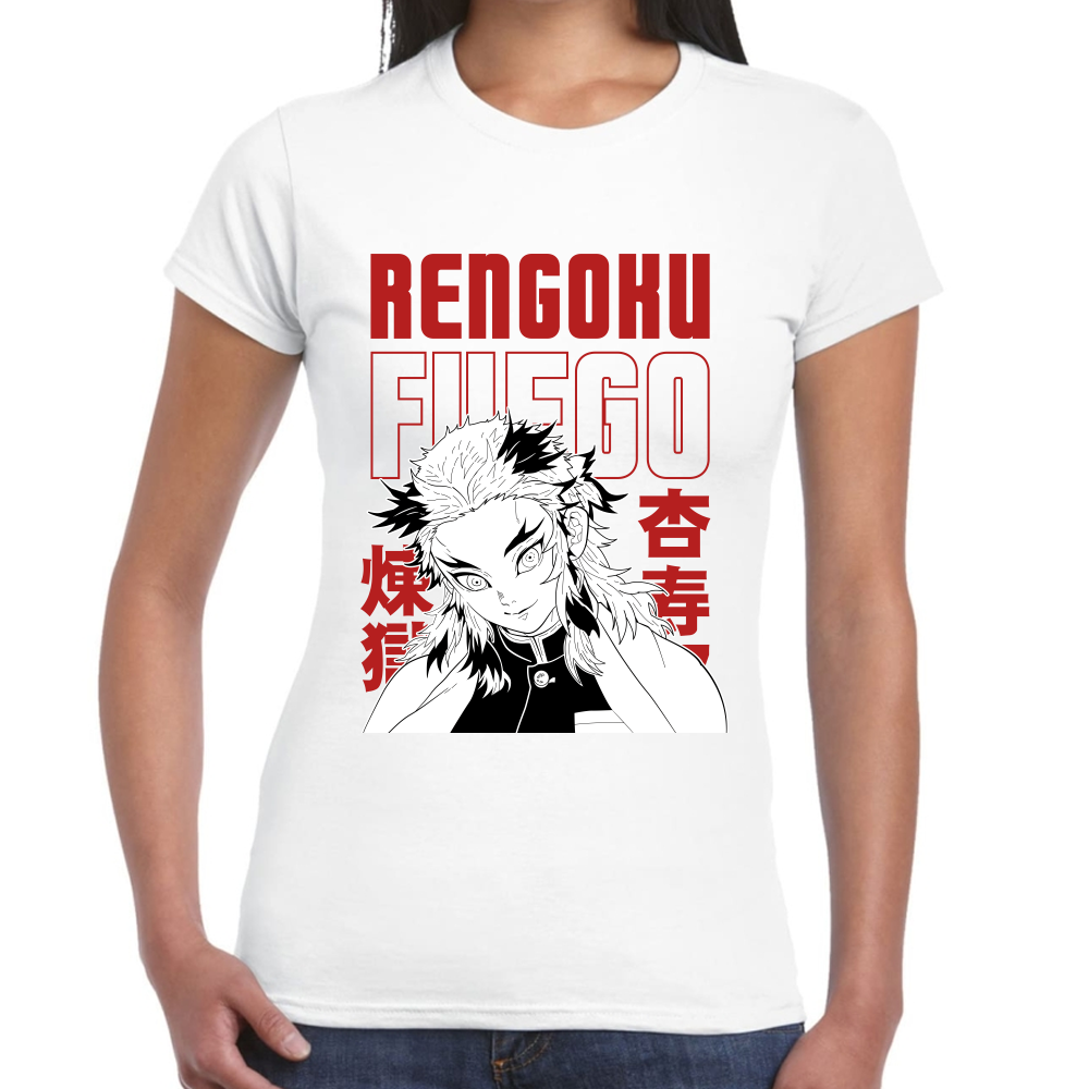 Playera Rengoku Fuego Demon Slayer Algodón Premium #275