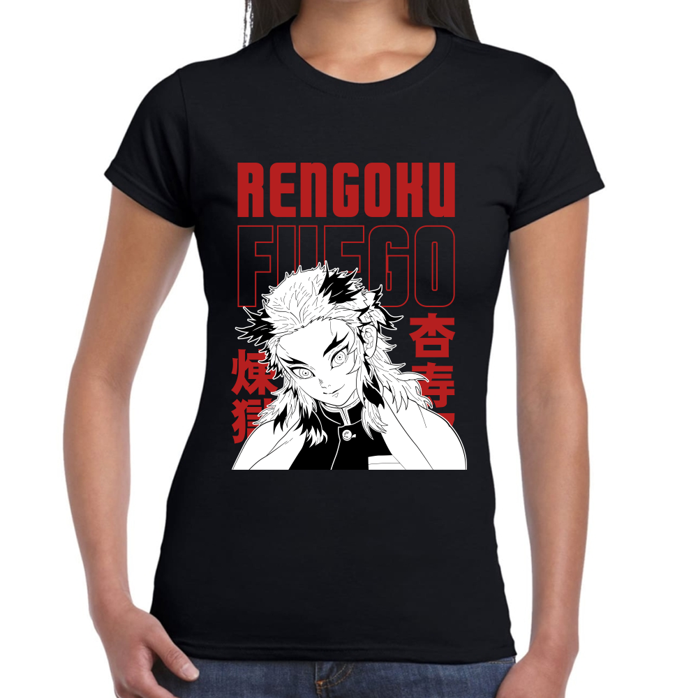 Playera Rengoku Fuego Demon Slayer Algodón Premium #275