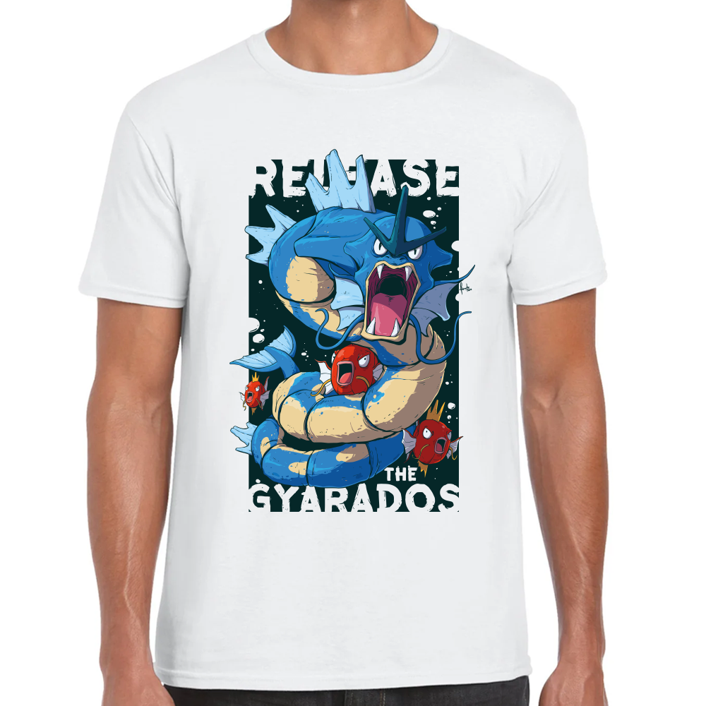 Playera Gyarados Pokemon Blanco Algodón Premium #294