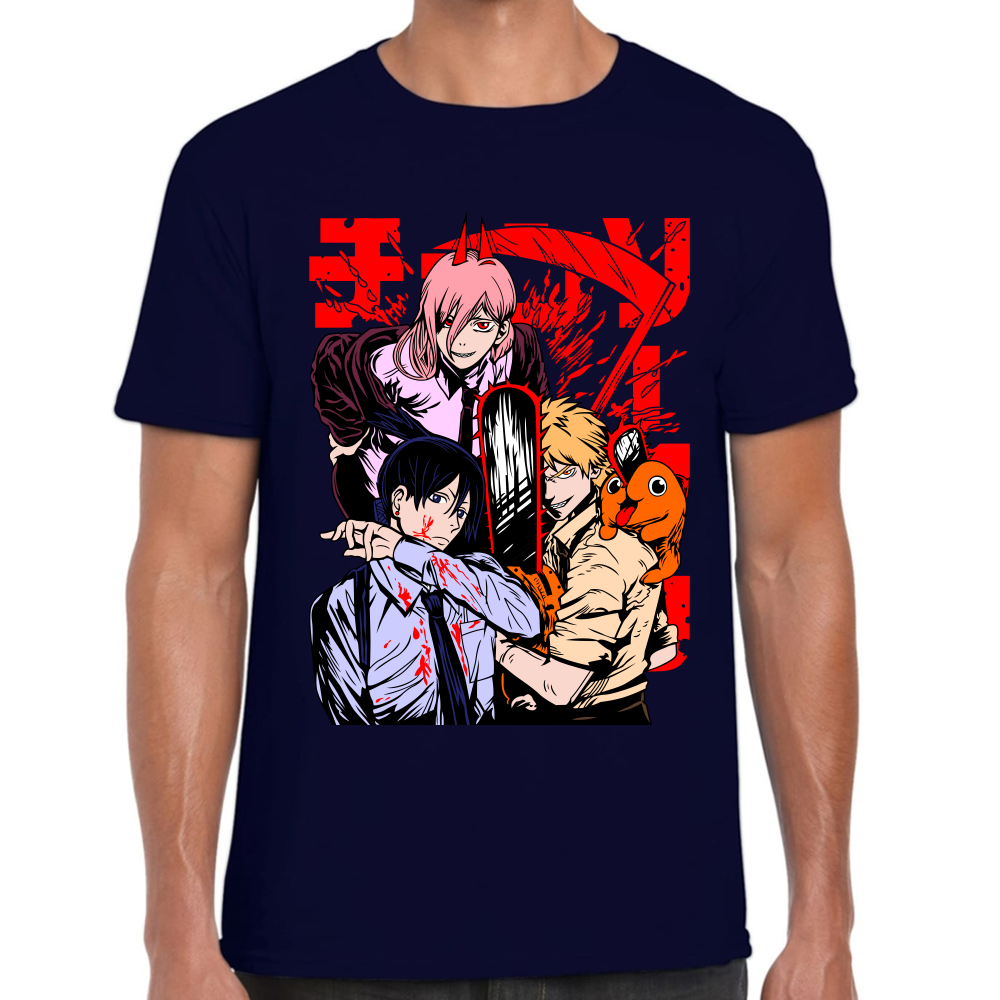 Playera Devil Hunters Chainsaw Man Negro Algodón Premium #501