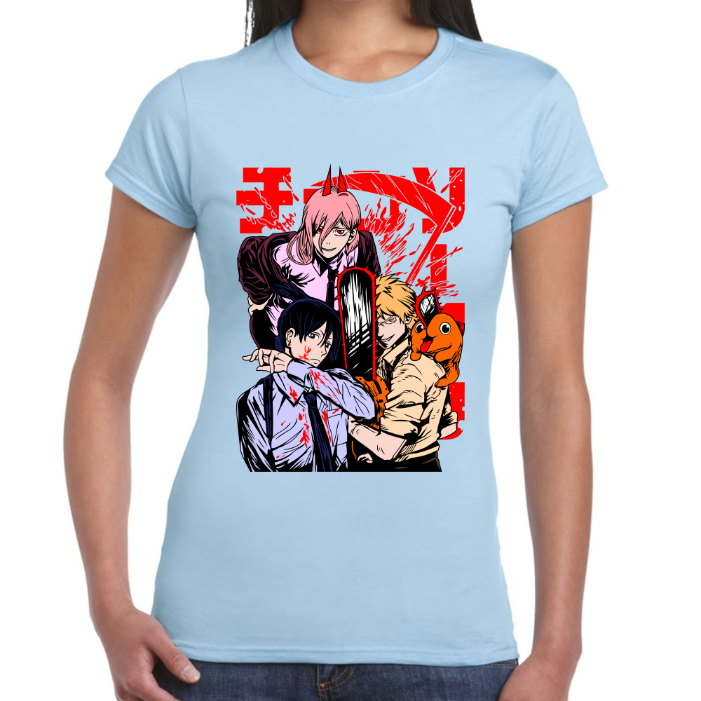 Playera Devil Hunters Chainsaw Man Negro Algodón Premium #501