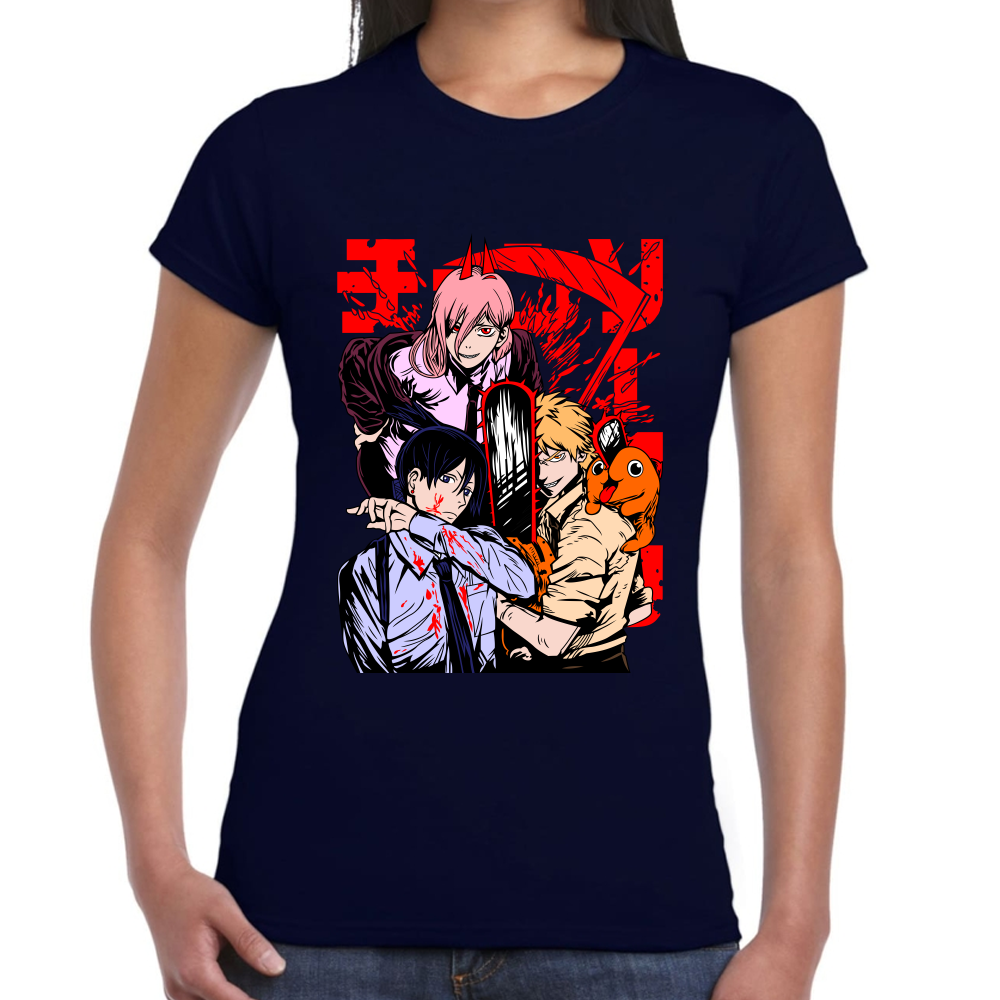 Playera Devil Hunters Chainsaw Man Negro Algodón Premium #501
