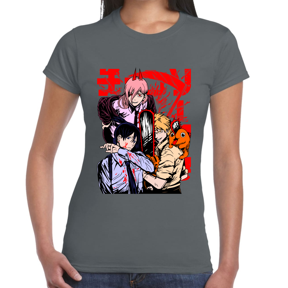 Playera Devil Hunters Chainsaw Man Negro Algodón Premium #501