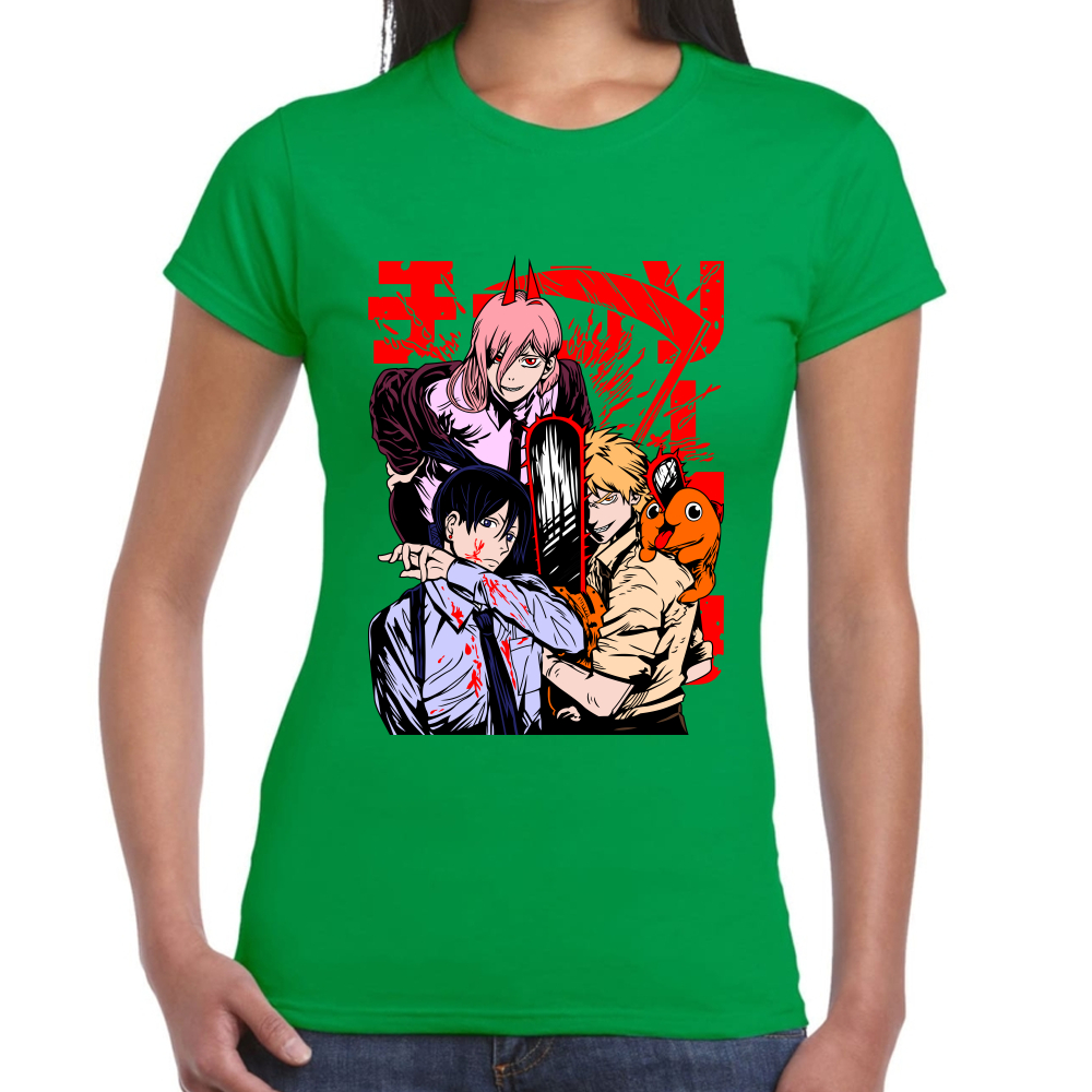 Playera Devil Hunters Chainsaw Man Negro Algodón Premium #501