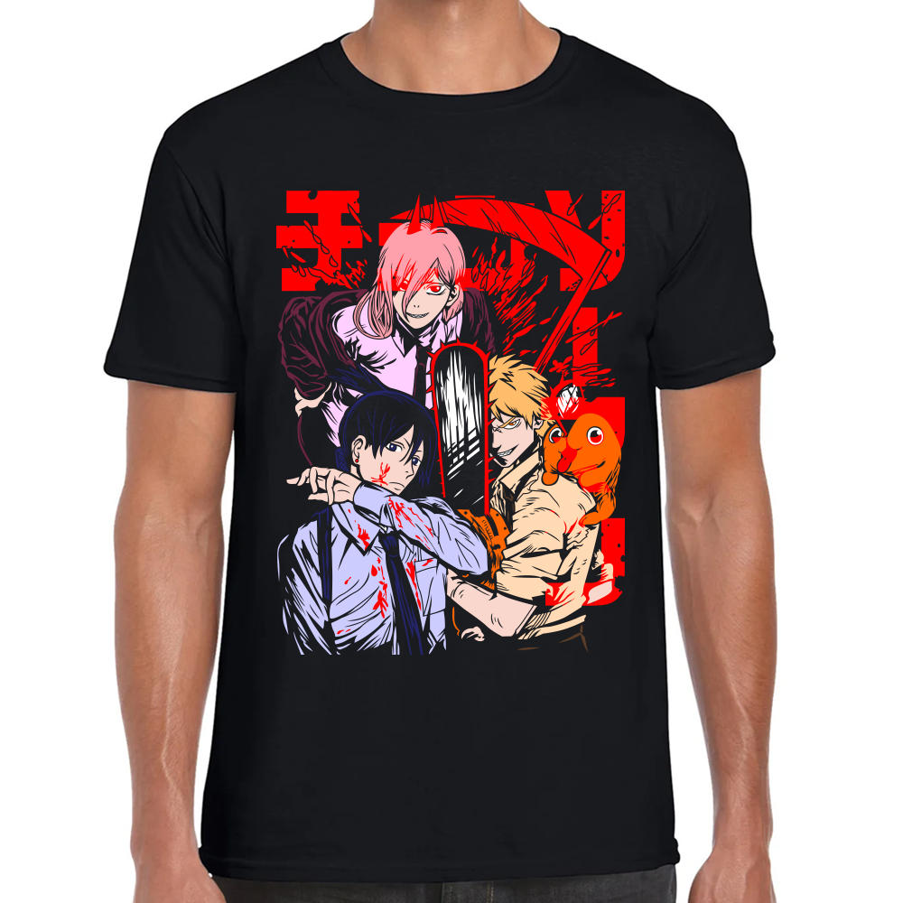 Playera Devil Hunters Chainsaw Man Negro Algodón Premium #501