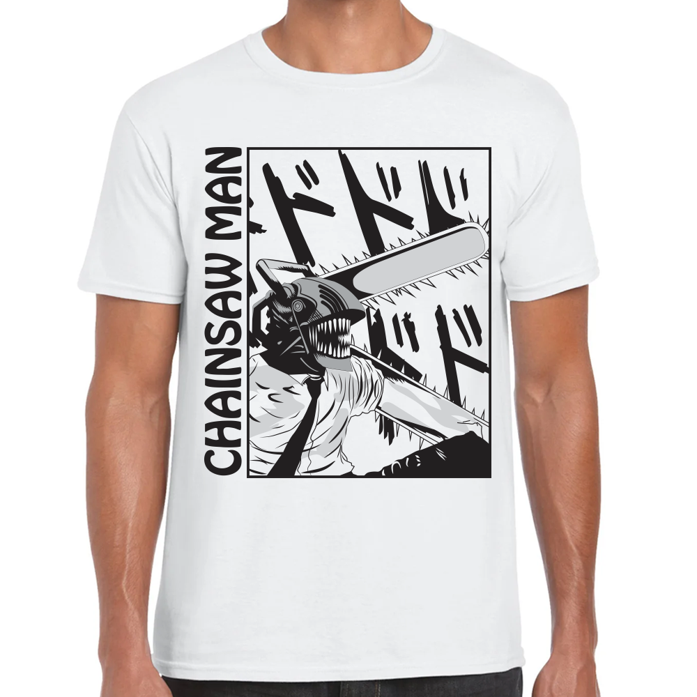 Playera Chainsaw Man Blanco Algodón Premium #504