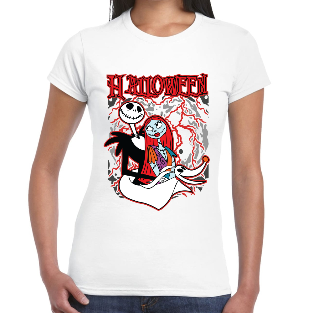 Playera Jack Skellington y Sally El Extraño Mundo de Jack Algodón Premium #632