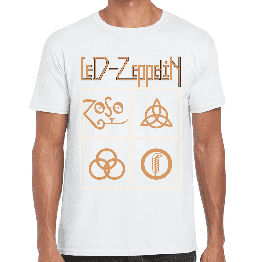 Playera Led Zeppelin Gold Symbols Algodón Premium #676