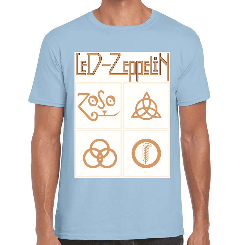 Playera Led Zeppelin Gold Symbols Algodón Premium #676