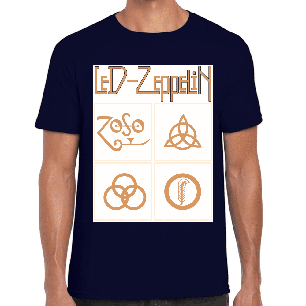 Playera Led Zeppelin Gold Symbols Algodón Premium #676