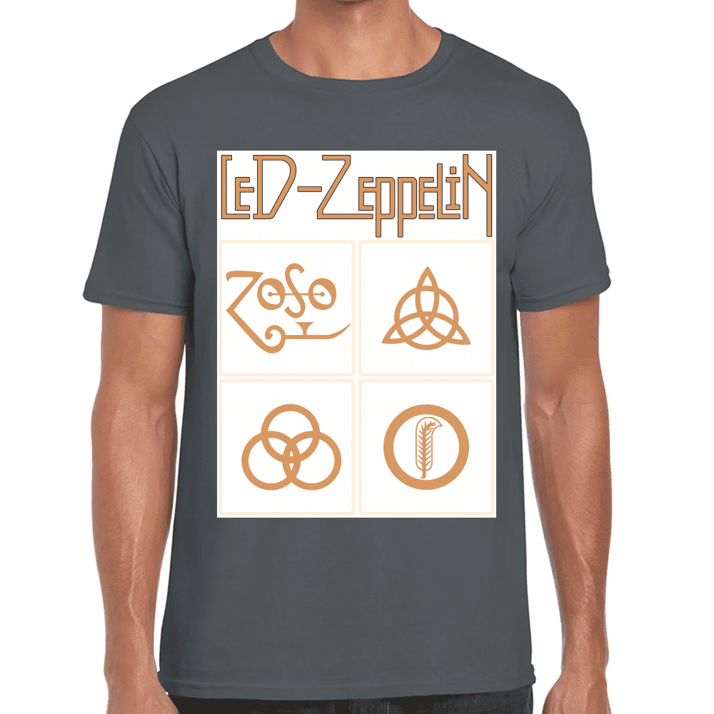 Playera Led Zeppelin Gold Symbols Algodón Premium #676