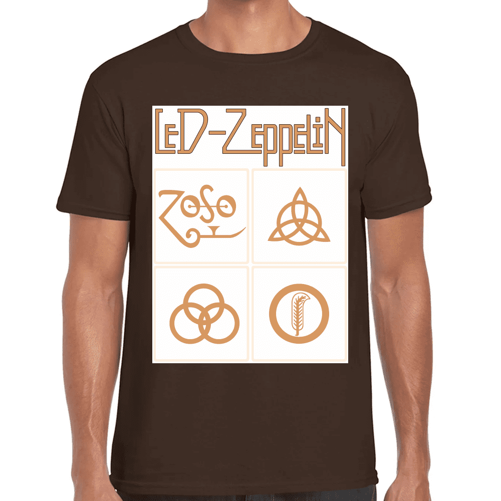 Playera Led Zeppelin Gold Symbols Algodón Premium #676