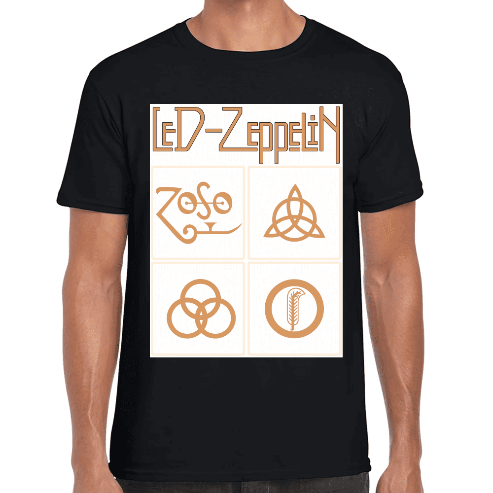 Playera Led Zeppelin Gold Symbols Algodón Premium #676