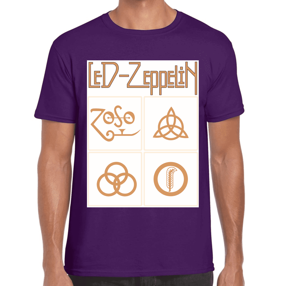 Playera Led Zeppelin Gold Symbols Algodón Premium #676