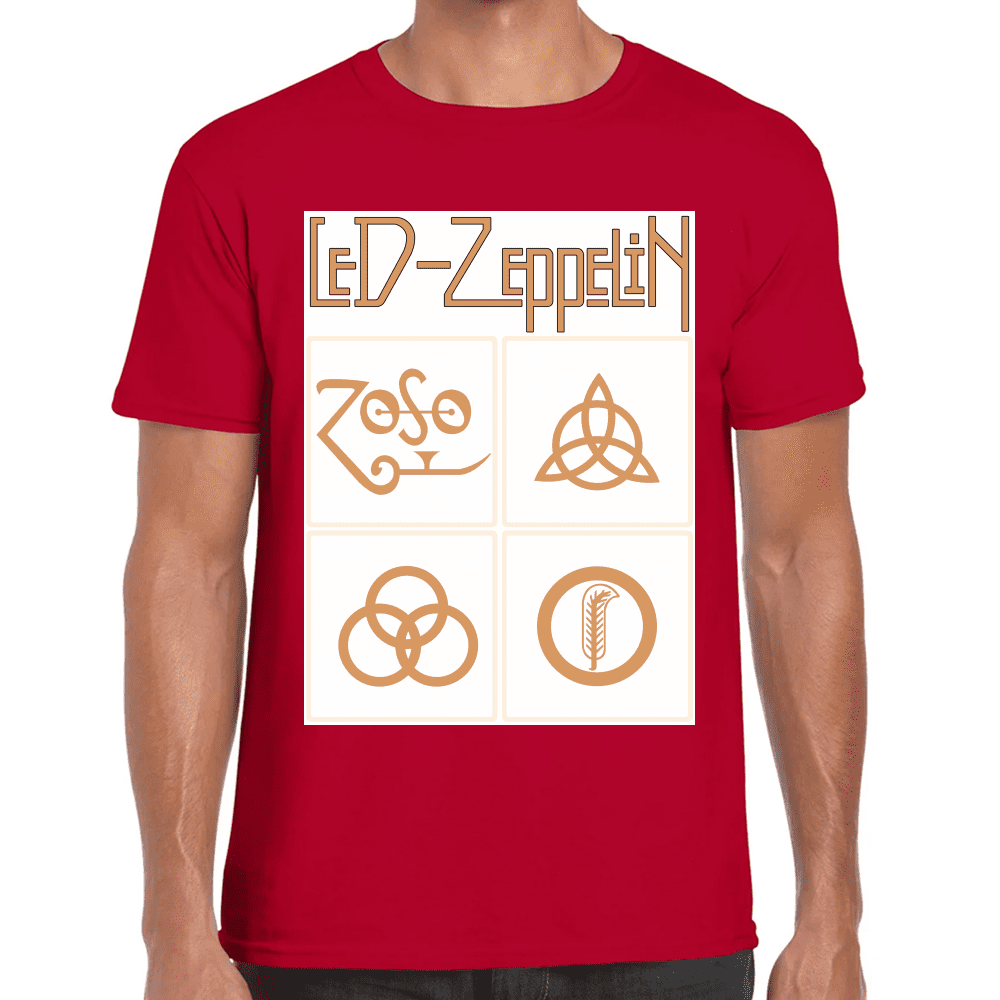 Playera Led Zeppelin Gold Symbols Algodón Premium #676