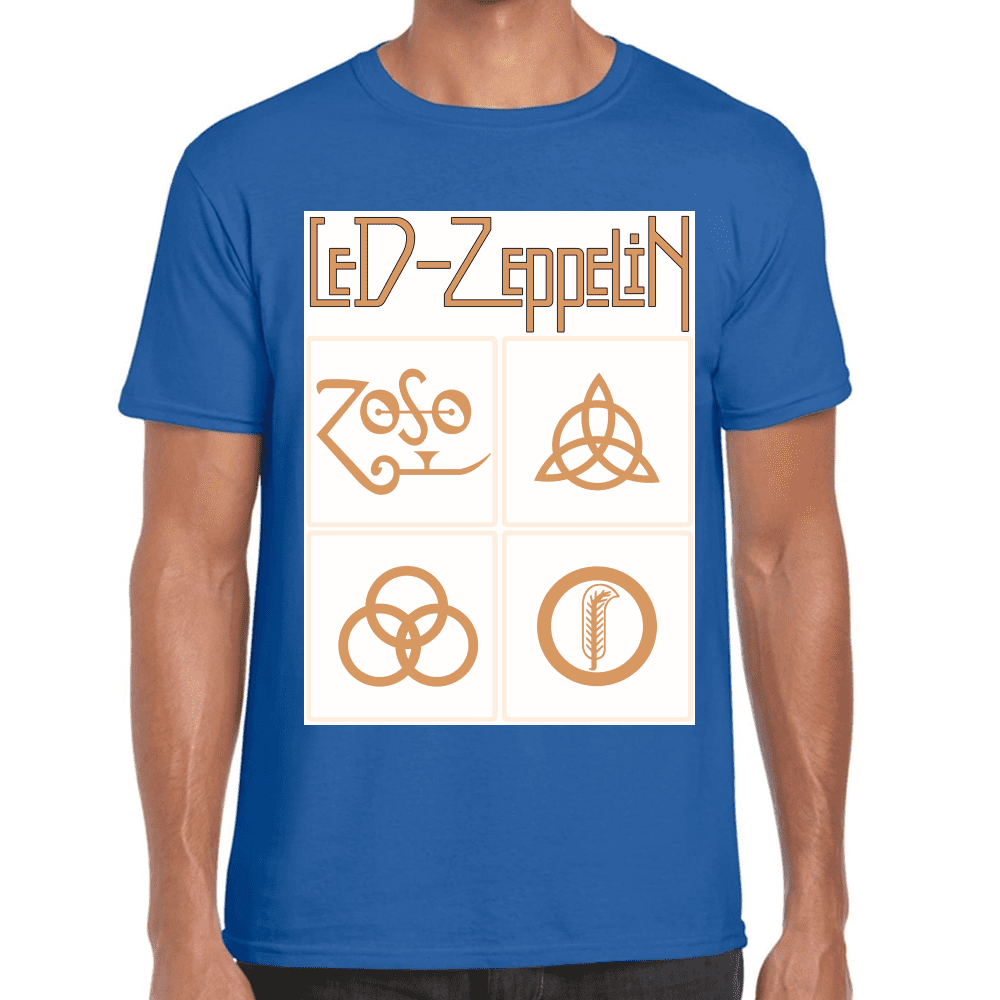 Playera Led Zeppelin Gold Symbols Algodón Premium #676