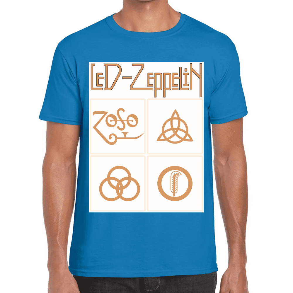 Playera Led Zeppelin Gold Symbols Algodón Premium #676