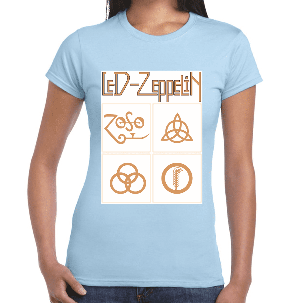 Playera Led Zeppelin Gold Symbols Algodón Premium #676