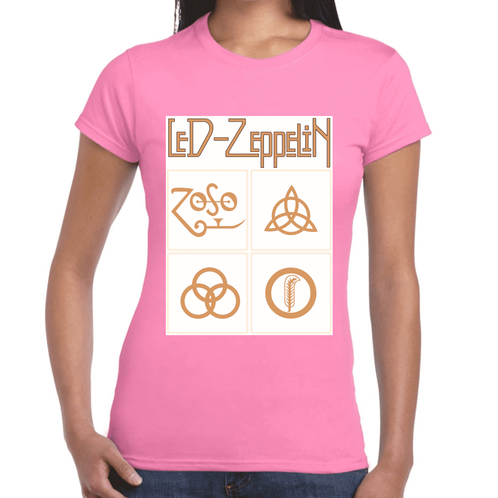 Playera Led Zeppelin Gold Symbols Algodón Premium #676