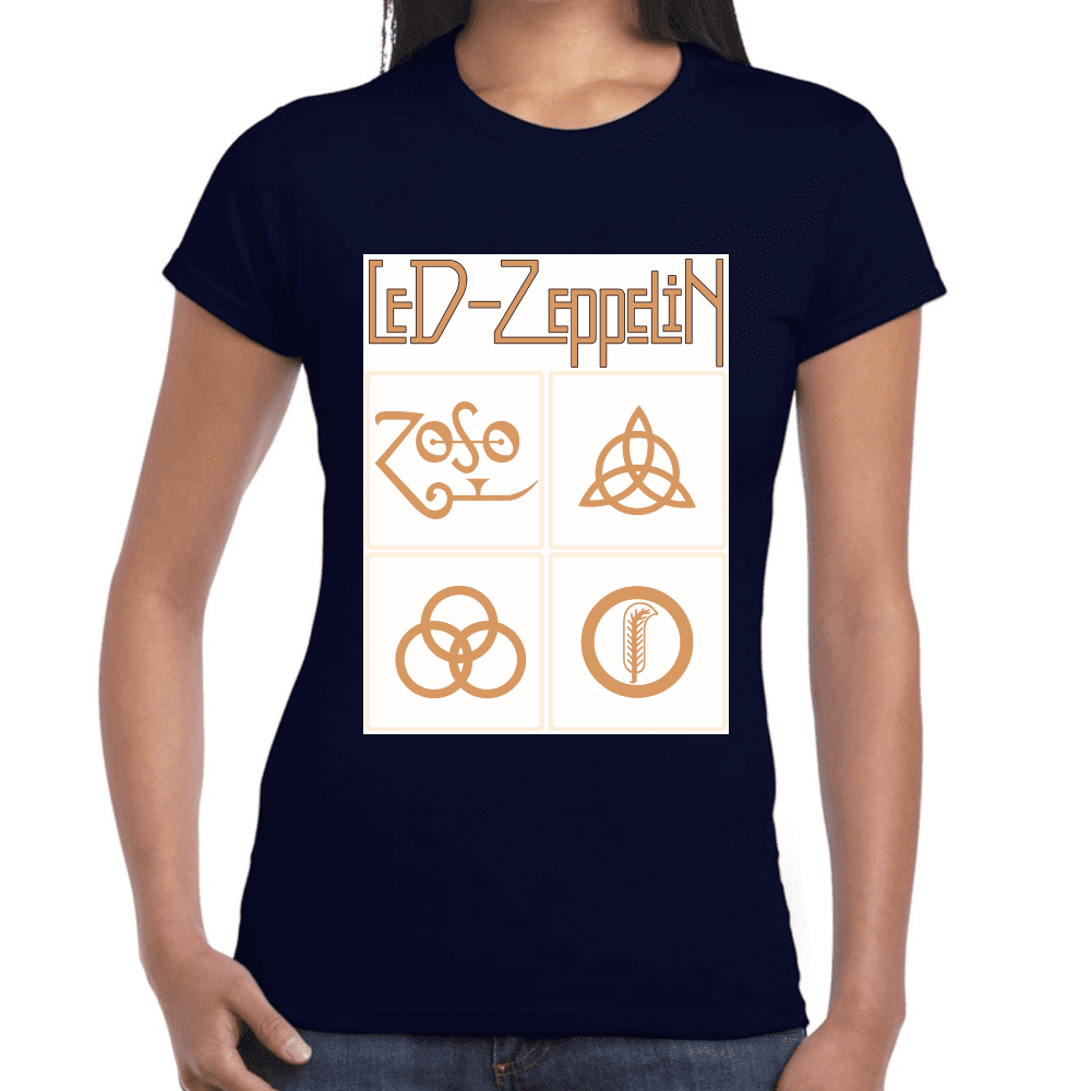 Playera Led Zeppelin Gold Symbols Algodón Premium #676
