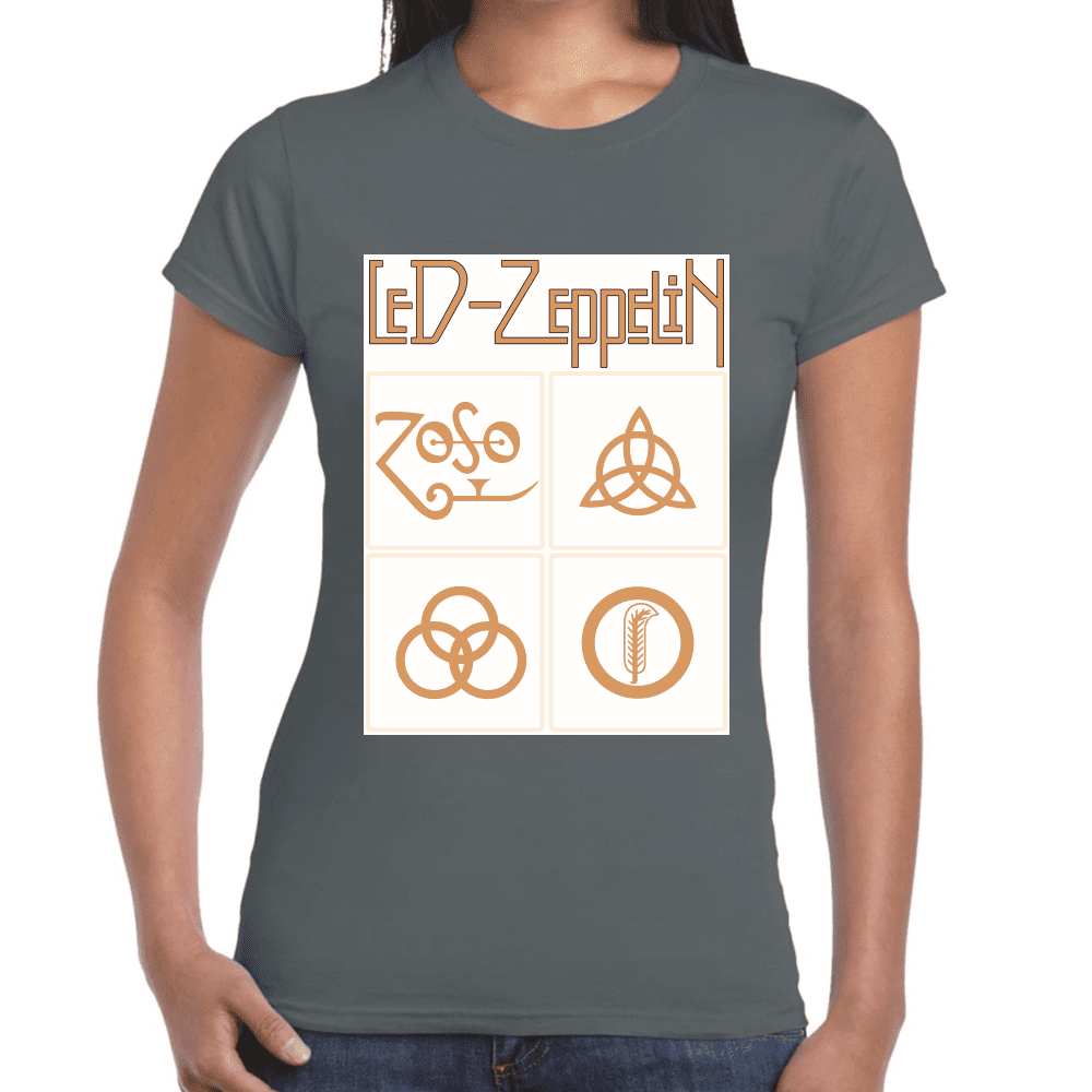 Playera Led Zeppelin Gold Symbols Algodón Premium #676