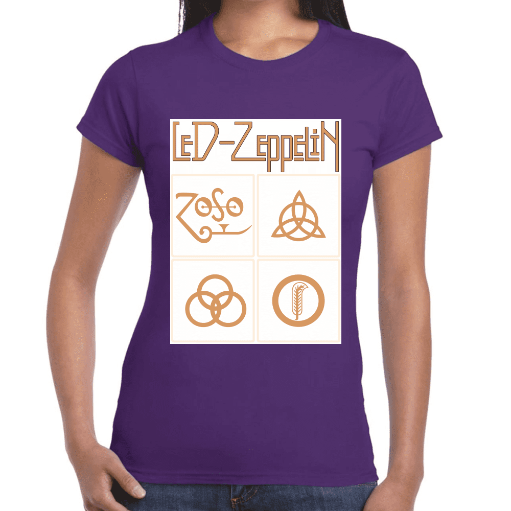 Playera Led Zeppelin Gold Symbols Algodón Premium #676