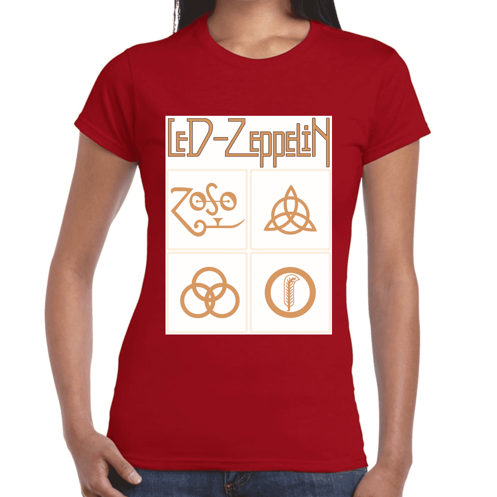 Playera Led Zeppelin Gold Symbols Algodón Premium #676