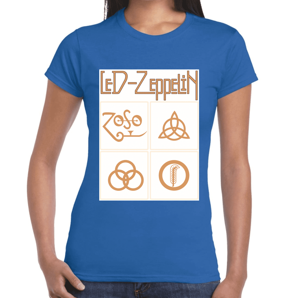 Playera Led Zeppelin Gold Symbols Algodón Premium #676