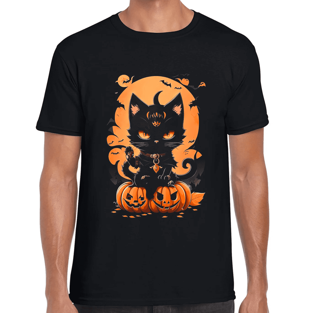 Playera Gatito De Halloween Algodón Premium #708