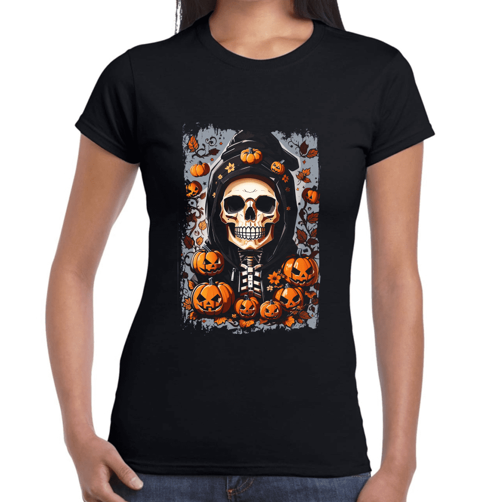 Playera De Calavera Día de Muertos y Halloween Algodón Premium #715