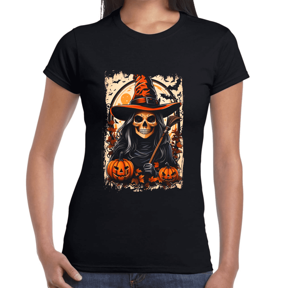 Playera Bruja De Halloween Algodón Premium #719