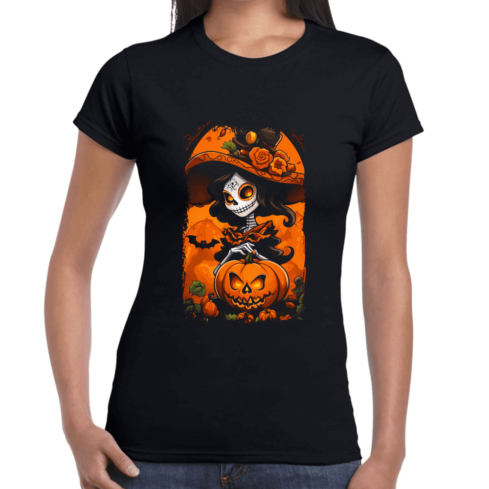 Playera Catrina De Halloween Algodón Premium #728 Imagen secundaria del producto