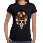 Playera Cráneo Con Flores Día De Muertos Algodón Premium #731