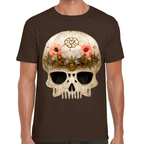 Playera Cráneo Con Flores Día De Muertos Algodón Premium #732