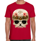 Playera Cráneo Con Flores Día De Muertos Algodón Premium #732
