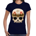 Playera Cráneo Con Flores Día De Muertos Algodón Premium #732