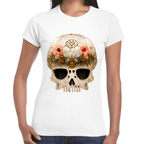 Playera Cráneo Con Flores Día De Muertos Algodón Premium #732