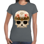 Playera Cráneo Con Flores Día De Muertos Algodón Premium #732