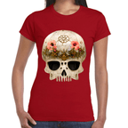 Playera Cráneo Con Flores Día De Muertos Algodón Premium #732