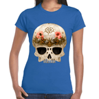 Playera Cráneo Con Flores Día De Muertos Algodón Premium #732
