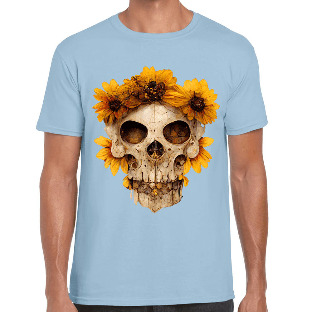 Playera Cráneo Con Flores Día de Muertos Algodón Premium #733