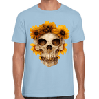 Playera Cráneo Con Flores Día de Muertos Algodón Premium #733