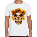 Playera Cráneo Con Flores Día de Muertos Algodón Premium #733