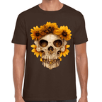 Playera Cráneo Con Flores Día de Muertos Algodón Premium #733
